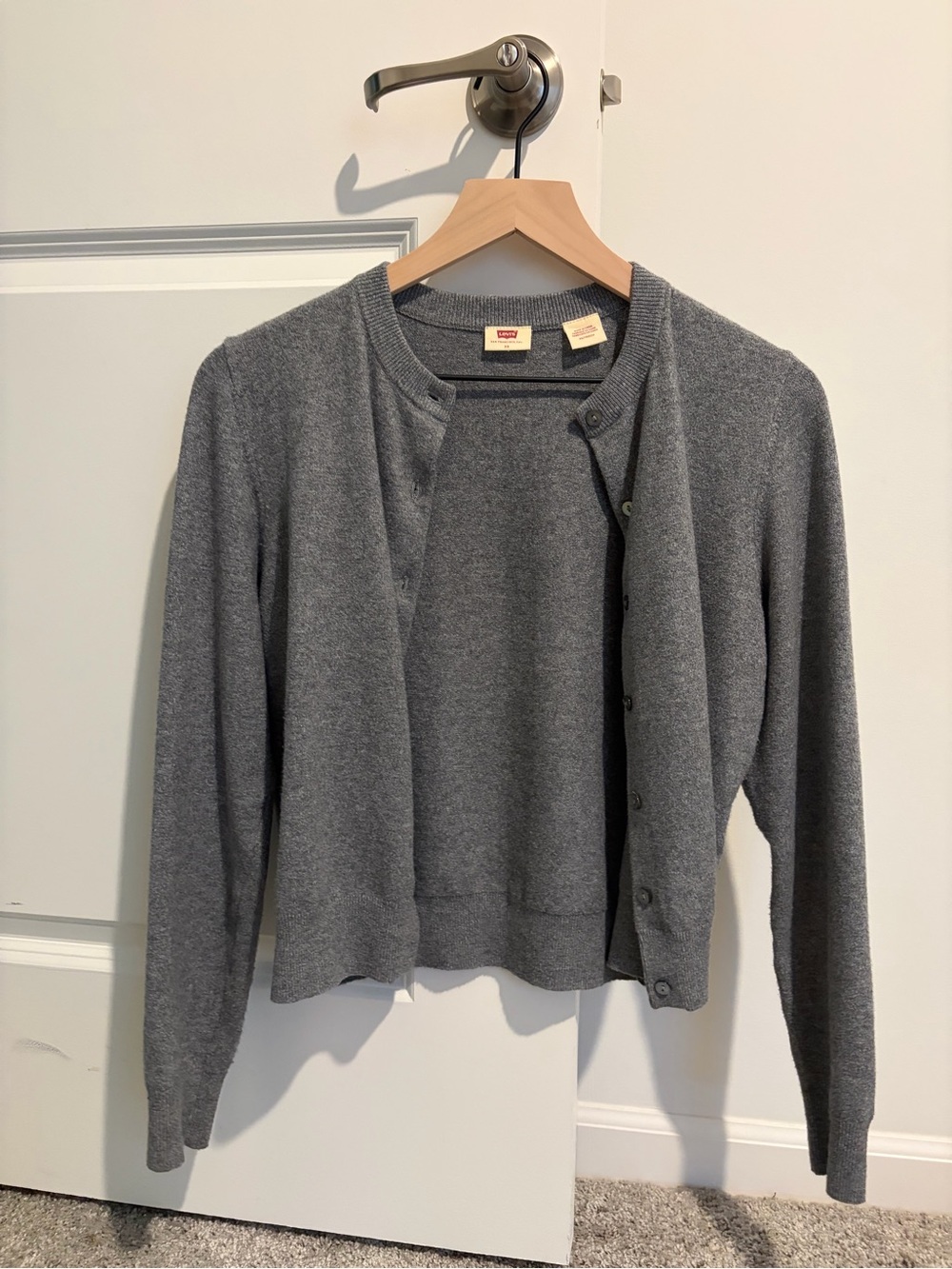 Levi's Women's Heather Gray Button-Up Crew Cardigan